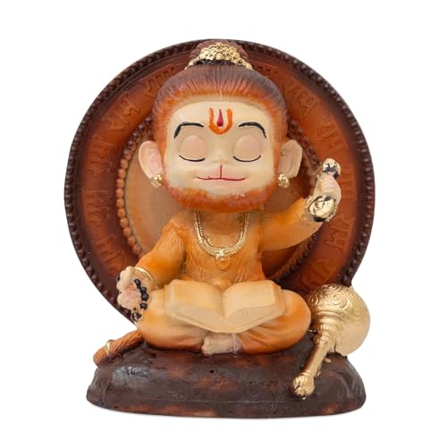 Image of Blessing Hanuman Idol - Multicolor Sitting Bajrangbali Murti with Gada for Home Temple Decor | Lord Hanuman Ji Statue for Strength, Protection & Devotion | Puja Showpiece Gift (9.5 Cm Hanuman Ji)