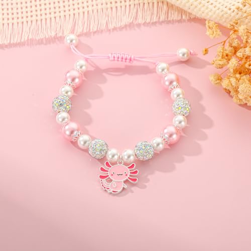 Happy 1-10 Year Old Birthday Bracelet Gifts for Girls Kids, Adjustable Charm Axolotl Pearl Bracelets as 1 2 3 4 5 6 7 8 9 10 Year Old Birthday Gifts for Daughter Granddaughter Niece2