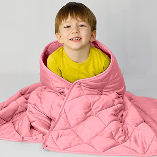 Wonap Weighted Blanket Kids - 100% Natural Bamboo Viscose - 7 Lbs - 41"X60" - Premium Glass Beads - Boys And Girls - Pink #TOP2