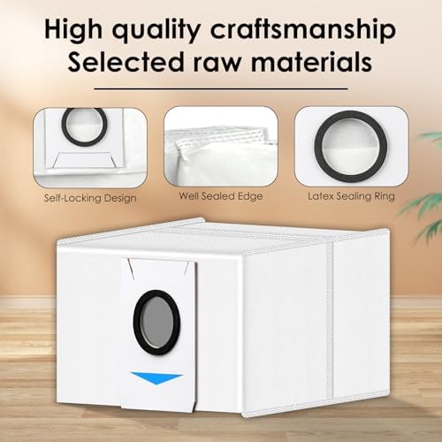 (10 Pieces) T20 OMNI Dust Bag Replacement Vacuum Bags for ECOVACS DEEBOT T20 OMNI, X1 OMNI, X1 PRO OMNI, T10 OMNI Robot Vacuum, Filter Bags for DEEBOT X1 OMNI Vacuum Bags, Canister Bags — view 3