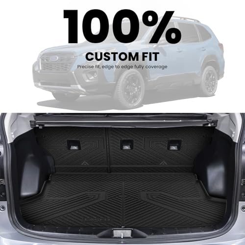 Image of LASFIT Floor Mats & Cargo Mat for Subaru Forester 2019-2024 | All Weather TPE Custom Fit Floor Liners, Full Set Car Mats with Backrest Mats & Cargo Trunk Mat Accessories, Black
