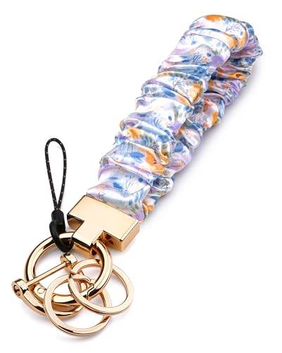 Handlein Scrunchie Keychain Wristlet, Cute Stretch Key Chain for Women