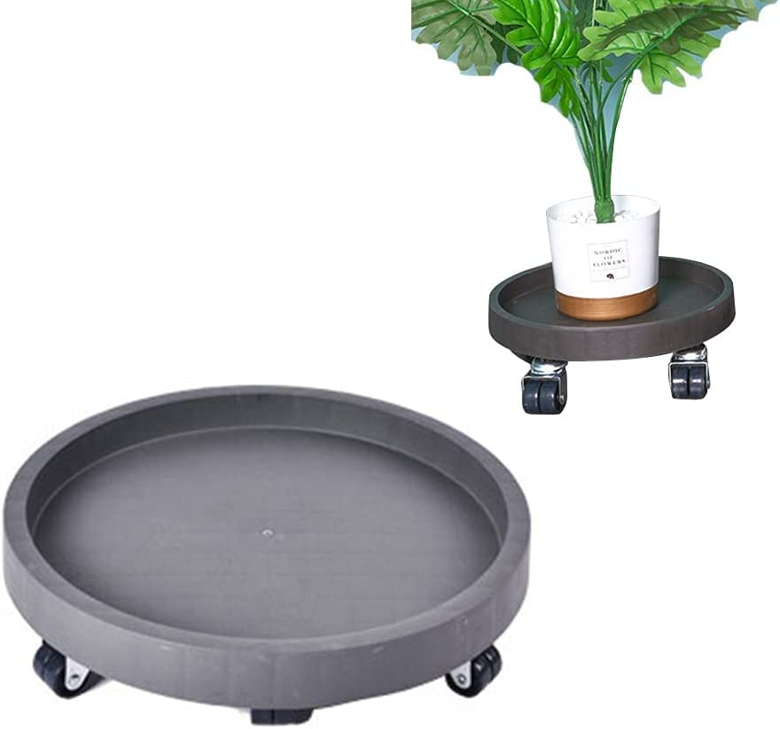 Chariot à plantes rond de 15,7 pouces gris pour pot de fleurs extérieur et intérieur de 160 kg