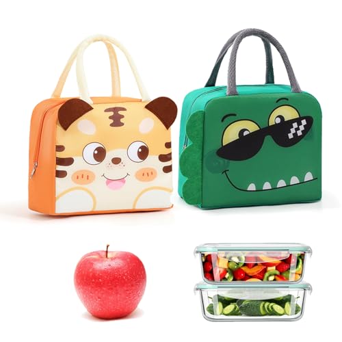 KASESSS 2 Piezas Bolsa Termica Porta Alimentos Infantil, Reutilizables Bolsa Termica Infantil DiseñO De Dibujos Animados Bolso Nevera, PortáTil Bolsas Termicas Para NiñAs NiñOs Estudiantes Escuela