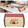 Bread Bin Metal Bread Box Kitchen Food Loaf Storage Countertop Large Capacity Bread Bin Holder Container Kitchen Storage Containers(Red)