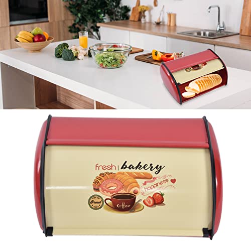 Panera de metal con tapa enrollable Qiilu color rojo para encimeras 7