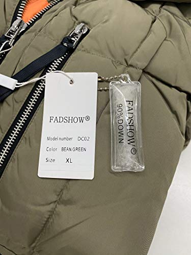 FADSHOW Women's Winter Thickened Down Jackets Long Down Coats Warm Parka with Hood,Army Green,L