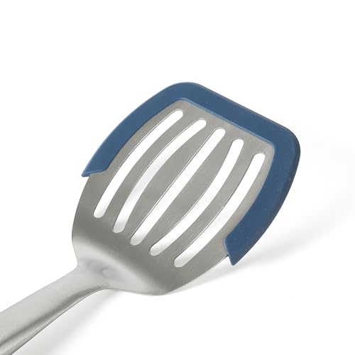 Image of Calphalon Prime Slotted Turner, Stainless Steel Wide Slotted Spatula with Silicone Rim for Nonstick Cookware, Heat Resistant Durable Kitchen Tool for Cooking, Flipping, Draining and Serving