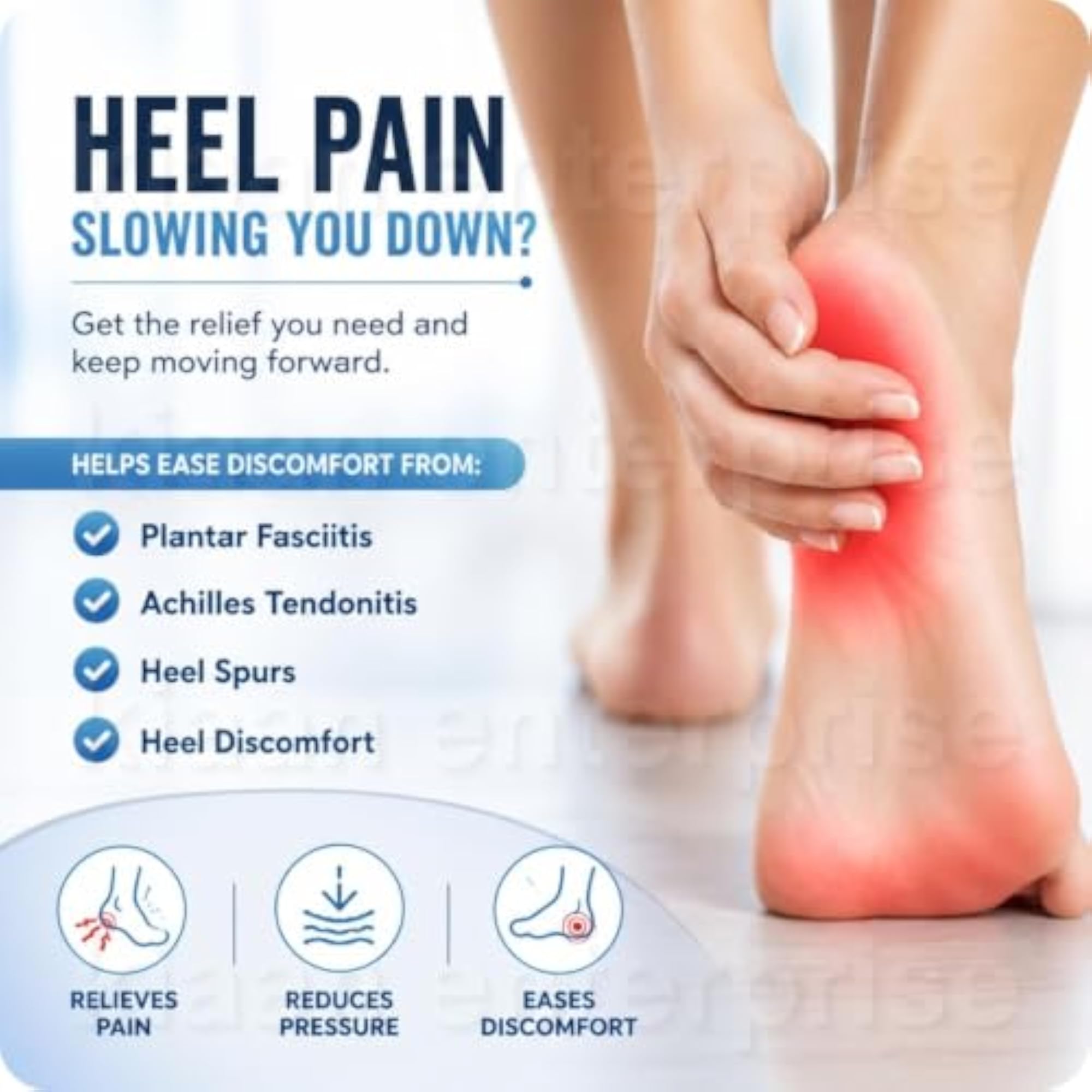 Silicone Gel Heel Pads for Pain Relief, Pair of 2