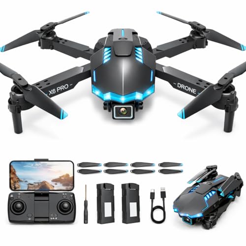 Dron con Camara 1080P para Niño y Adultos RC Quadcopter con Motor sin Escobilla Mini Drone FPV con 2 baterías/Altitud Retención/Fotografía Gestos, Juguetes Regalo para Niños (Black)