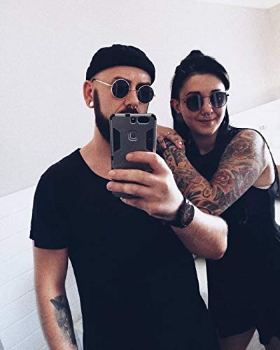KALIYADI Round Polarized Sunglasses for Men Women Halloween Costume Retro Metal Hippie Circle Style Sun Glasses UV Protection - image 7