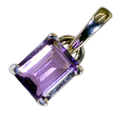 Pendentif Améthyste véritable rectangle en argent pour remplacer les faux bijoux - 2