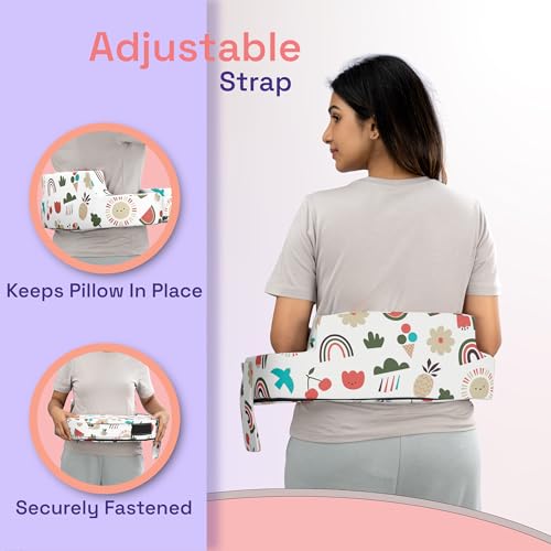 Image of Wakefit Foam Nursing Pillow for Breastfeeding & Baby Care | Ideal for Newborn with Adjustable Strap | 100% Cotton Removable Cover | Super Soft Foam for Posture Comfort | Farmhouse