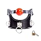 Bondage Halsband mit SM Mouth Gag, PU Leder Halskorsett Gepolstert Collar Nackenkorsett, Knebel für Männer und Frauen mit Sperre Schlüssel
