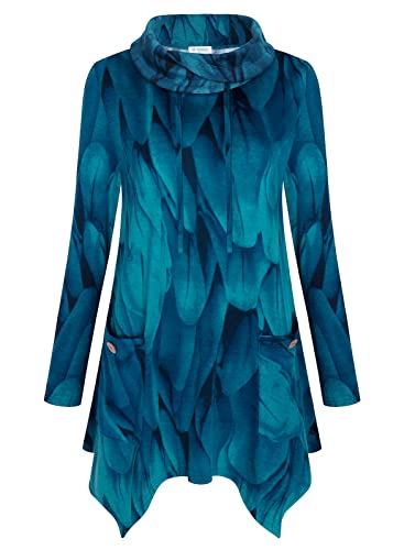Image of Bulotus Womens Sweaters 2025 Winter Cowl Neck Long Asymmetrical Tunic Sweaters for Leggings Holiday Vacation Tops