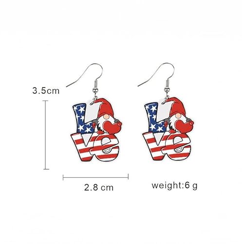 Pingyongchang Cute Funny American Flag Red White Blue Ice Cream Acrylic Drop Dangle Earrings Independence Day Gnome Patriotic Earrings 4Th Of July Earrings For Women Girl-Love #TOP1