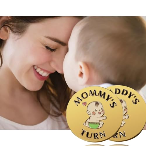 Image of New Dad Mom Gifts Funny Decision Making Coin, New Parent Mummy Daddy Pregnancy Women First Time to be Moms Dads St.Patrick's Day Easter Birthday Gifts Double Sided