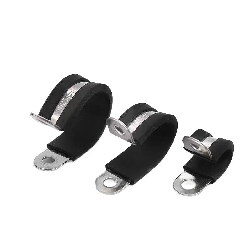 Abrazaderas de tubo tipo P reforzadas (2-10 unidades) con goma, abrazaderas manguera acero inoxidable, R, abrazadera cable individual(16mm(8pcs))