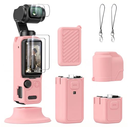Accessoire Pocket 4 protection silicone rose pour vlog de voyage et quotidien