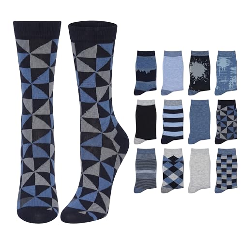 Image of Tipi Toe Women's Fun Patterned Dress Socks, 12-Pack Lightweight Colorful Crew Socks, Casual Novelty Assorted Designs