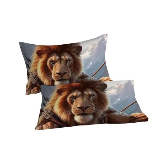Housse de couette lion microfibre grand lit enfant évite la décoloration king 220x240cm - 7