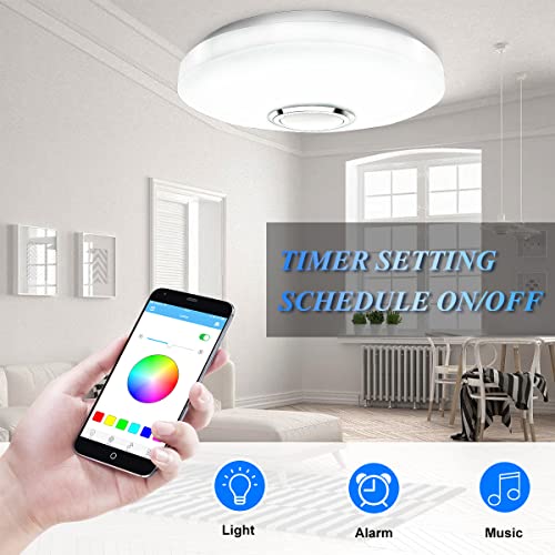 Rgb Led Flush Mount Ceiling Light With Remote & App Control 36W 3600Lm 3000K-6500K Dimmable Color Changing Led Modern Round White Ceiling Lamp For Party Festival Kitchen Bedroom Bathroom Child Room #TOP1