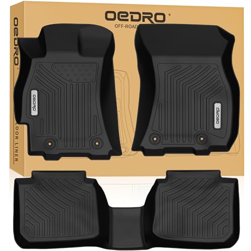 OEDRO Floor Mats Fit for 2015-2019 Subaru Outback/Legacy, Black TPE All Weather Guard 1st and 2nd Row Liners