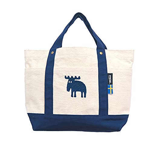 モズ スゥェーデン 帆布トート M ナチュラルxブルー