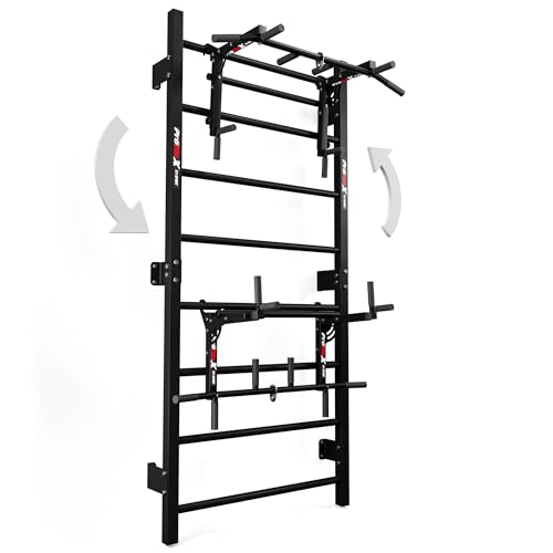 K-Sport: Trainingsset - Sprossenwand mit Dip Station & Klimmzugstange I Kraftstation mit Pull-Up Bar, Dip Stange für anspruchsvolle Workouts, inkl. E-Book