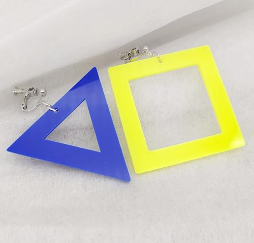 3 pares de aretes neón clip años 80 y 90 para mujer miniatura 4