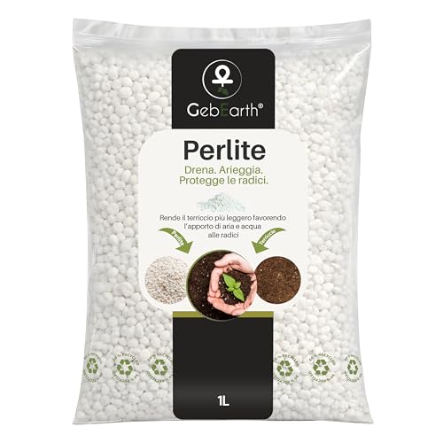 GebEarth® | Perlite per Piante in Vaso 1L | Pezzatura 2-6 mm | Migliora il Drenaggio dell’acqua | Perlite Espansa ideale per Piante Grasse, Orchidee, Carnivore e Altre Piante Sensibili all’umidità.