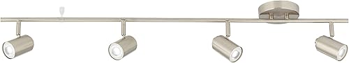 Miniatura 6 de Pro Track Vester - Juego de luces LED de pared o techo de 4 cabezales GU10, regulable, direccional, plateado, acabado de níquel cepillado, moderno,