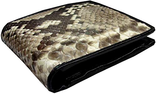 100% GENUINE PYTHON SNAKE SKIN LEATHER MEN'S BIFOLD WALLET BLACK & WHITE NEW2
