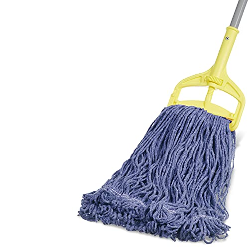 Image of Amazon Basics Loop-End Synthetic Mop Head, 5-Inch Headband, Large, Machine Washable, Blue, 6-Pack