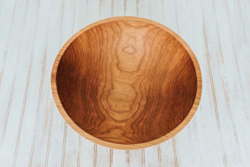 15 Inch Solid Cherry Wood Salad Bowl - Serves 5-8 - Holland Bowl Mill
