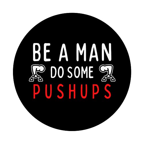 BE A MAN Do Some Pushups topg, Tate PopSockets Swappable PopGrip, Black - Image 3