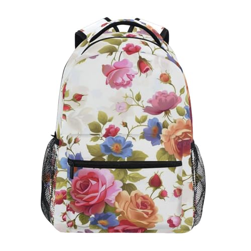 Sac à dos scolaire fleurs de roses anciennes pour loisirs et voyage 29x40cm