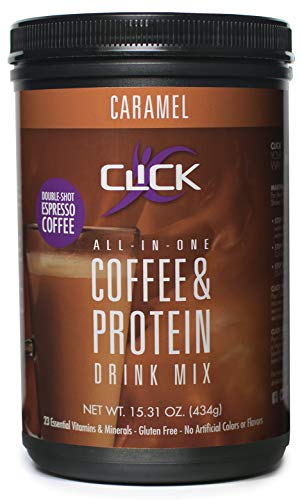 CLICK All-in-One Protein & Coffee Meal Replacement Drink Mix, Caramel, 15.3 Ounce