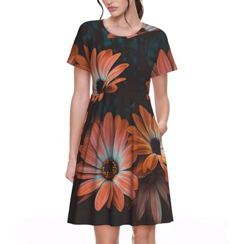 Robe d'été chrysanthème orange idéale pour vos terrasses et vacances