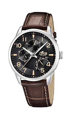 Orologio Lotus Uomo Multifunzione Al Quarzo, Cassa In Acciaio Placcato Oro Rosa 41 Mm, Cinturino In Pelle Marrone