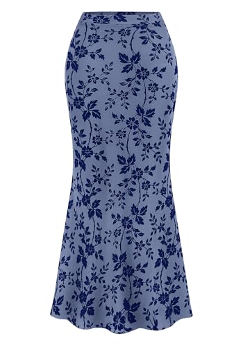 BTFBM Womens Floral Mesh Maxi Skirt 2026 Spring Summer Elastic