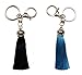Genérico 2 Joyas de Bolso, Llavero pompón Negro y Azul, Acero Dorado.