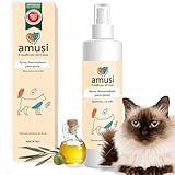 amusi Spray Desenredante para Gatos 250 ml 100% Natural y Vegano. Desenreda y Suaviza el Pelo de los Gatos. Deja el Pelaje Suave y Brillante. No Necesita Aclarado y Perfuma. para Todo Tipo de Pelaje