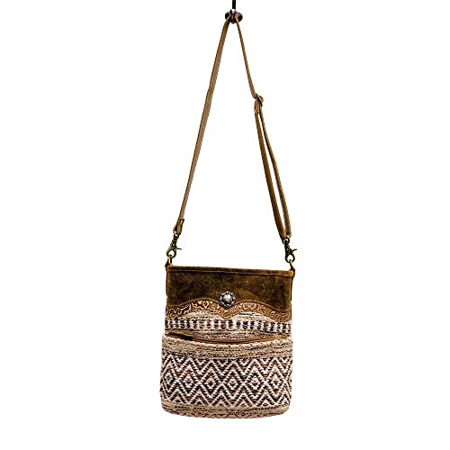 Myra Bag Western Canvas Crossbody Bag for Women - Cotton and Upcycled Leather Shoulder Bag Hispad4