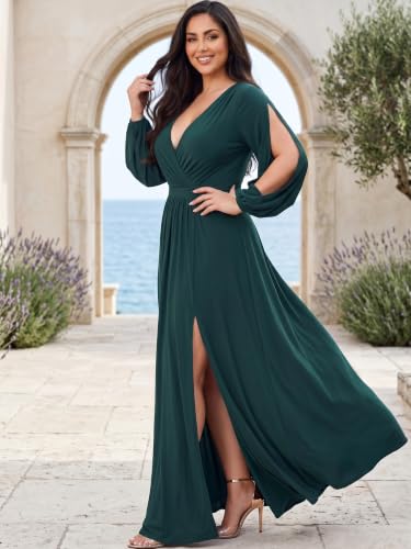 Image of KOH KOH Womens Long Sleeve Sexy Slit Photoshoot Evening Fall Maxi Dress