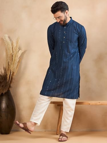 Image of Amazon Brand - Tavasya Men Linen Traditonal Regular Kurta