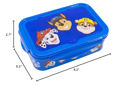 Image of Fast Forward Paw Patrol Bento Lunch Box for Kids | BPA-Free Food Container with Utensils | Chase, Marshall and Rubble Lunch Kit with 3 Compartments | Snack Box with Spoon & Fork