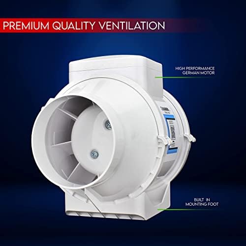 Full Shower Fan Light Kit - 100mm LED Light Chrome & White Bezel for Steam Moist Damp Condensation Control Low Noise Bathroom Toilet En-Suite 4 inch Run on Timer and 4.6w MR 16 4000k 12v Angle Light