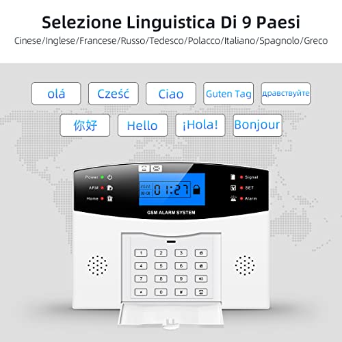 Allarme Antifurto Casa Senza Fili,Allarme WiFi + Combinatore Telefonico GSM, sirena interno inclusa. App Smartlife Android/IOS, compatibile Alexa