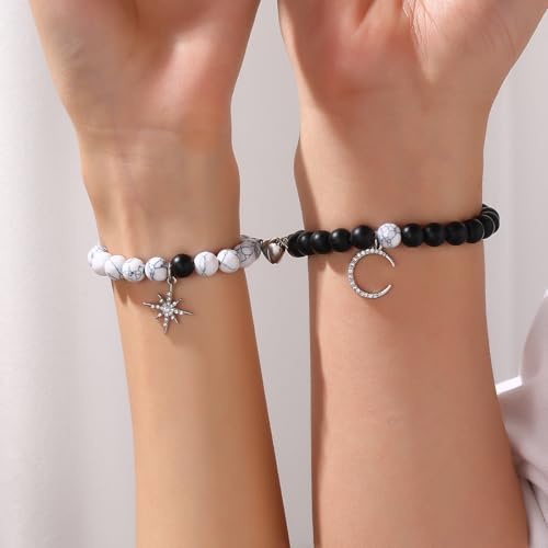 Sun and Moon Friendship Bracelets Matching Bracelets for Couples Cute Handmade Beaded BFF Bracelets for 2 Bracelets Fashion Charm Womens Bracelets Jewelry Gifts2